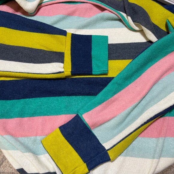 Blu Pepper Striped Top Green Pink Front Tie Size M Medium Long Sleeve - Picture 4 of 6